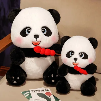 Милые плюшевые игрушки с изображением мультяшной панды, мягкие игрушки, куклы, Кавайные украшения для детской комнаты, подарок на День рождения для девочек