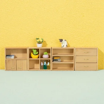 Кукольный домик в миниатюре, модель деревянного шкафа, Коробка для хранения, Корпусная мебель, Аксессуары для декора кукольного дома, Игрушка
