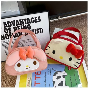 Kawaii My Melody Hello Kitty Мультфильм Большая вместительная холщовая детская сумка Аниме Sanrio Girl Heart Милая сумка для хранения Bento Bag