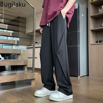 Мужские брюки Bugilaku, весна и осень, нишевый дизайн, хай-стрит тренд, повседневная прямая трубка, универсальные брюки в тренде