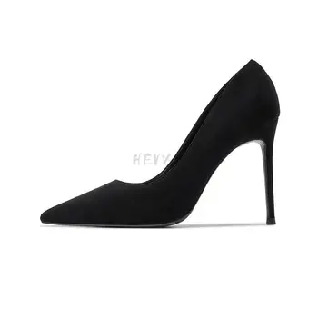 2023 Сексуальные женские туфли-лодочки, весна/ осень, черные свадебные туфли на высоком каблуке с острым носком, Пикантные женские туфли-лодочки на высоком каблуке