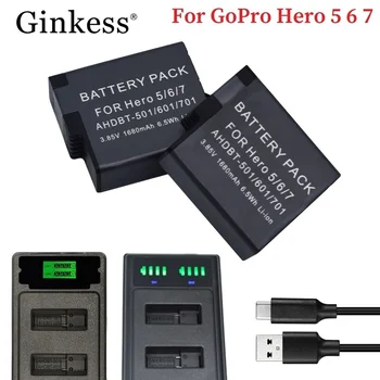1220 мАч Для GoPro Hero 5 6 7 Аккумулятор GoPro 7 Аккумулятор или зарядное устройство для GoPro 5 6 7 Черные аксессуары для камеры 2 шт./компл.