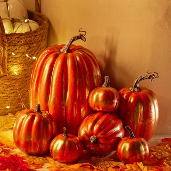 7шт Имитационная модель тыквы на Хэллоуин, Искусственное Ремесло, Осеннее украшение для сбора урожая овощей для вечеринки, Искусственные украшения