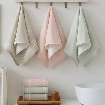 34x76 см Простое полосатое Марлевое полосатое хлопчатобумажное утолщенное мягкое полотенце для рук в ванной комнате для пар для взрослых