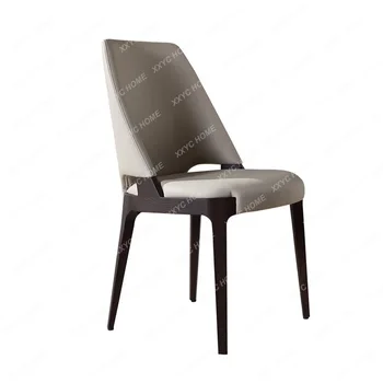 Кожаное обеденное кресло Современное простое домашнее кресло для ресторана в отеле, стул для столовой в клубе, стул для домашнего декора