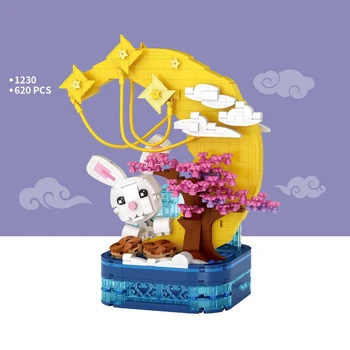 Loz Creative Loely Moon Rabbit Контейнер для ручек Мини Алмазный строительный блок Модель Собрать кирпичи Развивающие игрушки для детей Подарок