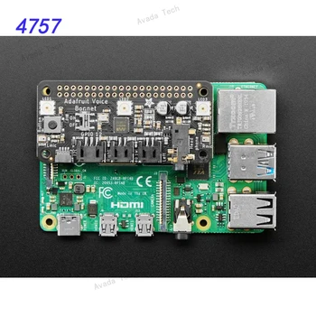 Инструмент для разработки аудиосистемы Avada Tech 4757, голосовой капот Adafruit для Raspberry Pi, два динамика + два микрофона