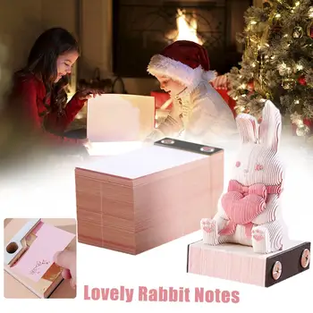 Бумага для Заметок 3D Bunny Memo Бумага для Блокнота 3D Art Оторвите Бумагу-Кубик От Настольной Бумаги, Раскройте Кролика Bunny Kawaii для Аксессуаров для Блокнота U5R1