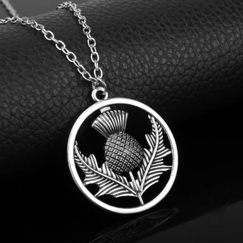 Ожерелье с подвеской в виде шотландского национального цветка Outlander, овальное ожерелье из шотландского чертополоха с милой подвеской в виде сердца, украшения из чертополоха
