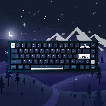 129 Клавиш Snowy Night Keycaps Вишневый Профиль PBT 5-сторонняя Механическая Клавиатура Сублимационной Печати Keycap Для MX Switch 61/64/68/87/104