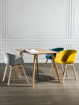 Обеденный стул в скандинавском стиле, домашний пластиковый креативный письменный стул, простой стул для разговора, журнальный столик, стол и стулья из массива дерева