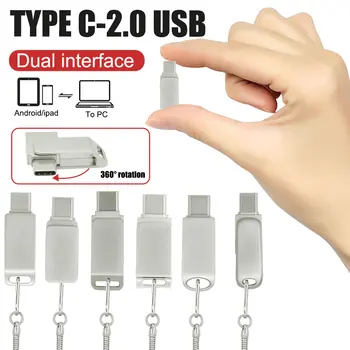 2 В 1 телефон Смартфон USB 2.0 TYPE C USB Флэш-накопитель 128 ГБ OTG Флеш-накопитель 64 ГБ USB-Накопитель Type C для Ноутбука / MacBook / Планшета / Телефона
