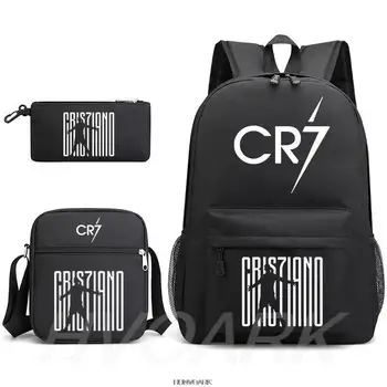 CR7 Для мальчиков и девочек, Детские сумки для школьных книг, Женский мужской рюкзак, школьный рюкзак для подростков, 3шт, Студенческий ноутбук, дорожные рюкзаки Galaxy