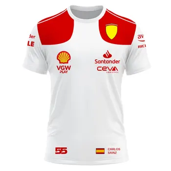 2023 Новая мужская летняя футболка F1 Racing Red Team CHARLES LECLERC 16 Carlos Sainz 55 Driver Team, Спортивная футболка на открытом воздухе