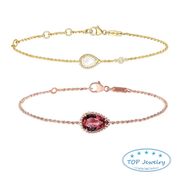 Французский топ элитный бренд ювелирных изделий 925 пробы из розового золота в форме капли воды драгоценный камень змея богема браслет для женщин
