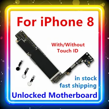 64 ГБ 256 ГБ 100% Оригинальная Замена Материнской платы iPhone 8 с/без Touch ID Чистая Основная плата для Iphone 8 Системная Логическая плата IOS