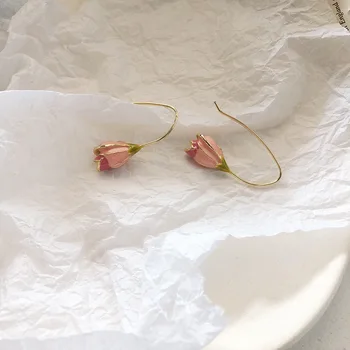 Модные Романтические серьги-тюльпаны Для женщин, Дизайнерские Серьги с эмалевым цветком, Серьги с Летним Лесом, Подарок для вечеринки