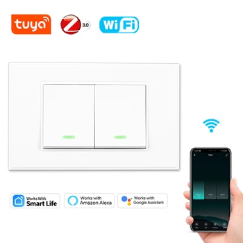 Tuya Smart Home WiFi/zigbee Настенный Выключатель Света Кнопочный Физический Выключатель Без Нейтрального Провода Пульт Дистанционного Управления для Alexa Google Home