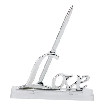 Фуршетная Серебряная ручка для подписи гостевой книги с подставкой для ручек Love Sign Декор стола
