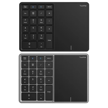 Цифровая клавиатура Беспроводная 2.4G Bluetooth-совместимая с сенсорной панелью, цифровая клавиатура Type-C, перезаряжаемая в двух режимах для настольного ноутбука.