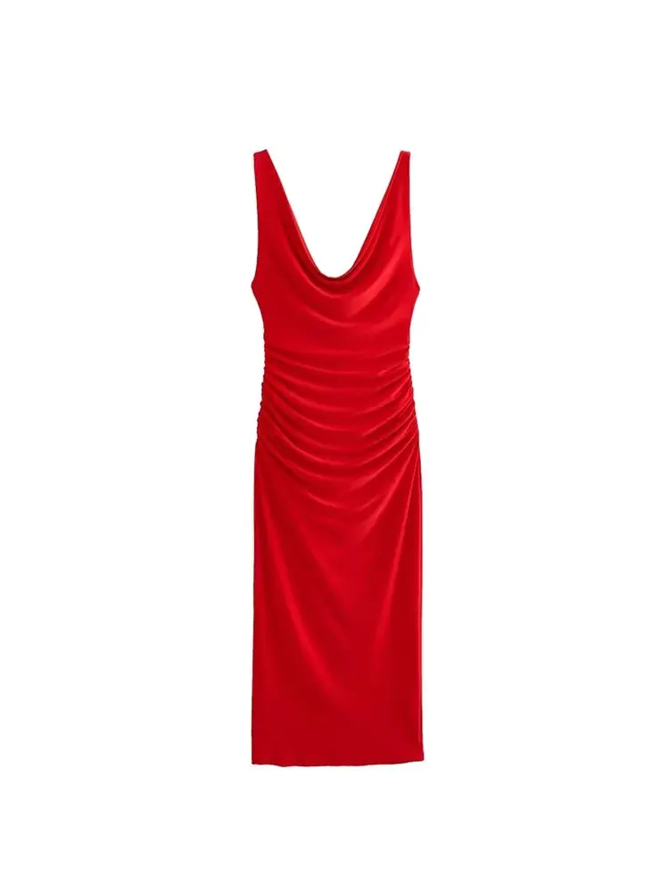 Женское вечернее платье на тонких бретельках Nlzgmsj TRAF, Тонкая комбинация, длинное повседневное летнее пляжное платье для выпускного вечера трапециевидной формы