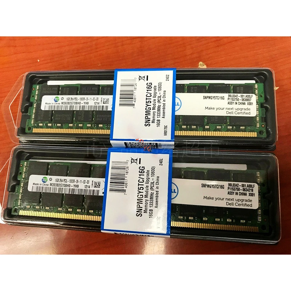 1шт для DELL SNPMGY5TC/16G 16GB-2Rx4-PC3L-10600R Память DDR3 RDIMM 1333 M393B2G70BH0-YH9