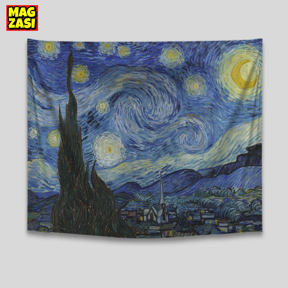 Гобелен, знаменитое одеяло с принтом Ван Гога, Настенный гобелен, Декоративное одеяло, ткань для спальни, 230x180 см Большой