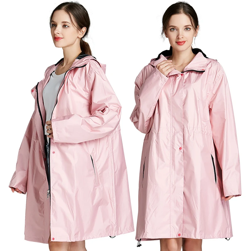 Женский модный дождевик с капюшоном и карманами на молнии для пеших прогулок на открытом воздухе, Ветрозащитная куртка