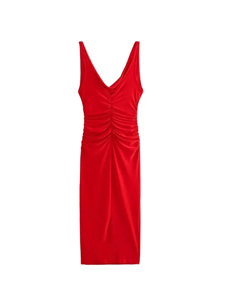 Женское вечернее платье на тонких бретельках Nlzgmsj TRAF, Тонкая комбинация, длинное повседневное летнее пляжное платье для выпускного вечера трапециевидной формы