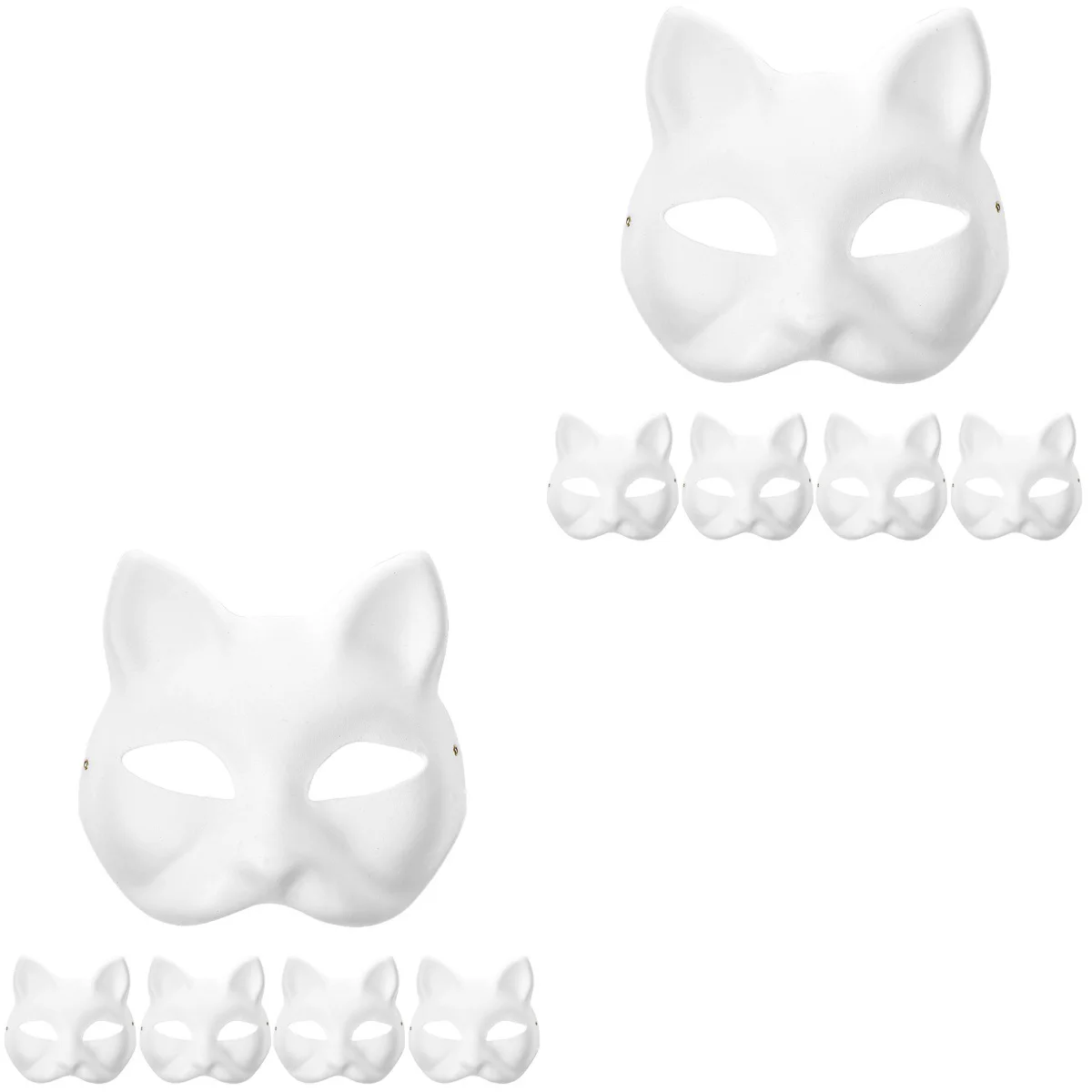 10 шт. Кошачья маска для лица Белые Пустые маски на Хэллоуин Украшают детские бумажные поделки Обычные Самодельные
