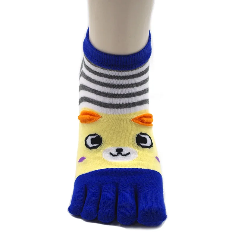 5 Пар носков с милыми носками для женщин и девочек из хлопка с мультяшным рисунком, яркий цвет, молодежная повседневная мода, 5 пальцев, 3D носок с отпечатком кошачьей лапы