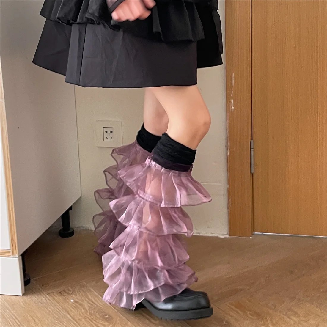 Женские гетры с рюшами, японские Сексуальные гетры, кружевные носки для ног, вечерние Y2K, женские гетры в стиле панк харадзюку, Аксессуары JK