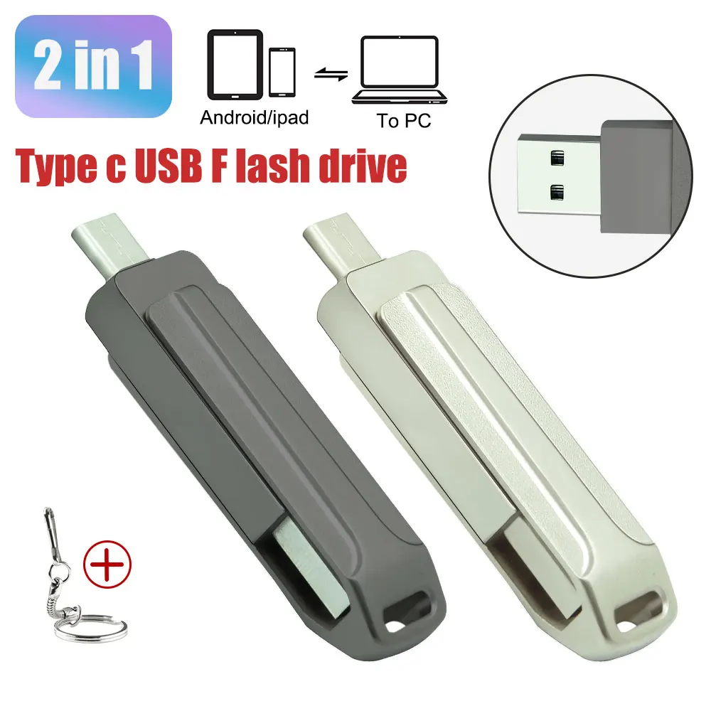 USB Флэш-накопитель OTG Pendrive 128 ГБ 64 ГБ Nicro USB Stick 2,0 32 ГБ 2-В-1 Металлический Двойной Накопитель для Ноутбука / MacBook / Планшета / Телефона