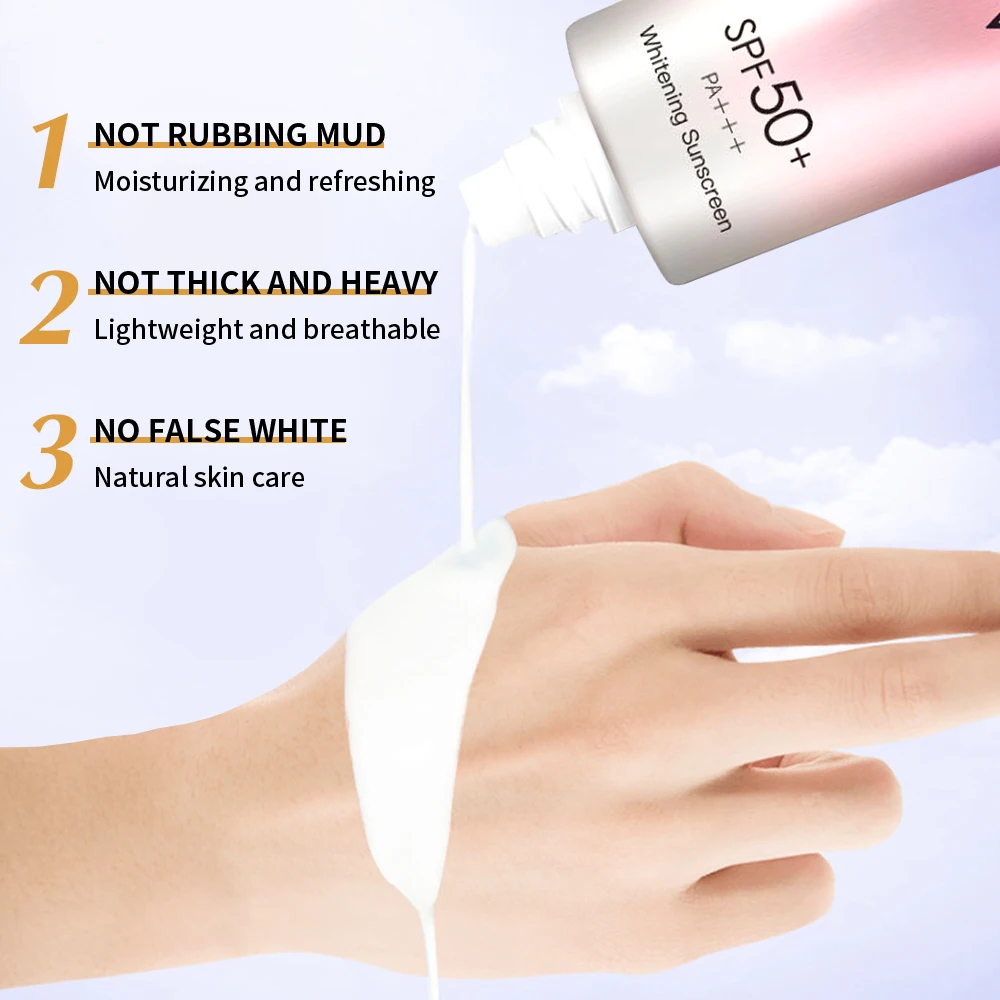 Солнцезащитный крем для тела SPF50 + Отбеливающий солнцезащитный крем для лица SPF 50 + Легкий и тонкий Освежающий солнцезащитный крем для отбеливания кожи, защищающий крем