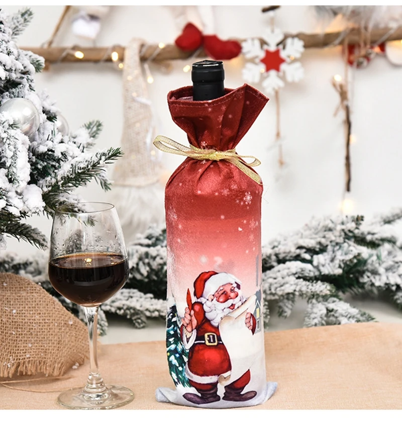 Сумка для бутылок Natale 2022 Санта Винная Ткань Принадлежности Для Вечеринки Украшения Кухня Новогодние Крышки Для бутылок Винотека Клауса Рождество